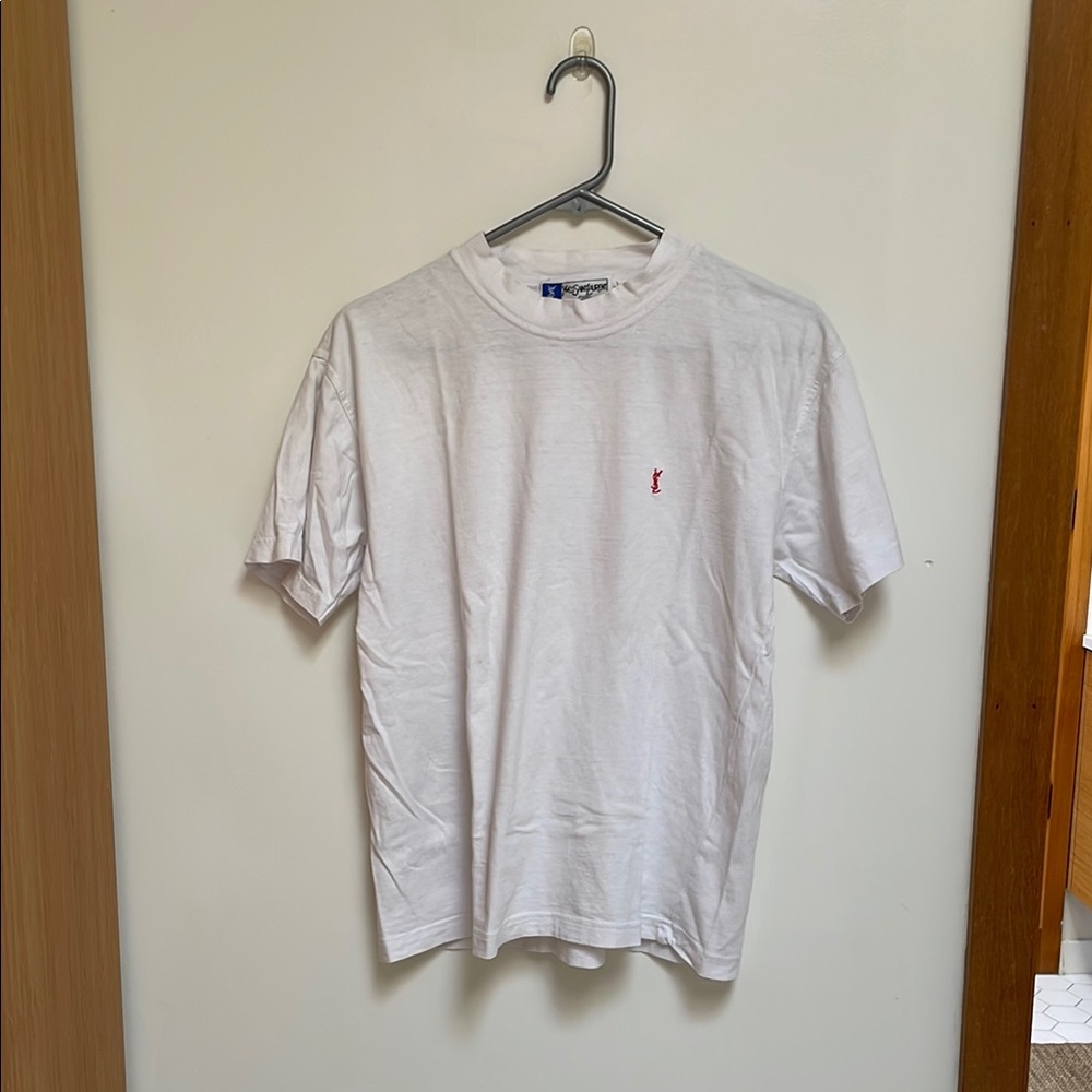 Yves Saint Laurent White Short Sleeve Tee Classic Cotton